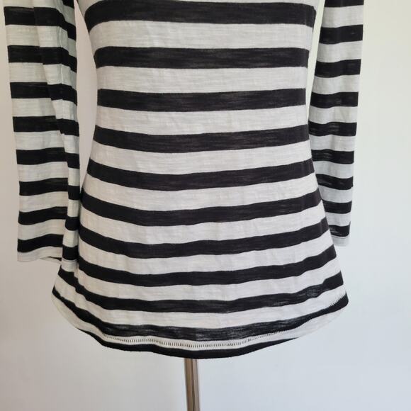 Anthropologie Postmark Bunny Rabbit Striped Henley Shirt Black Women XS - Picture 8 of 12